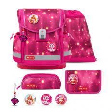 Pink Star School laukku, jossa 5 osaa