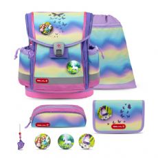 Rainbow koululaukku, jossa 5 osaa